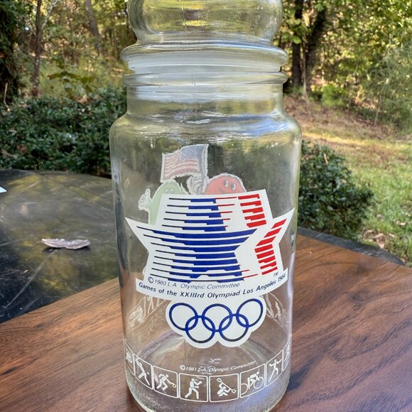1983 M&M's Los Angeles Olympic Games Commemorative Jar w/ Lid Anchor Hocking - Picture 3 of 7